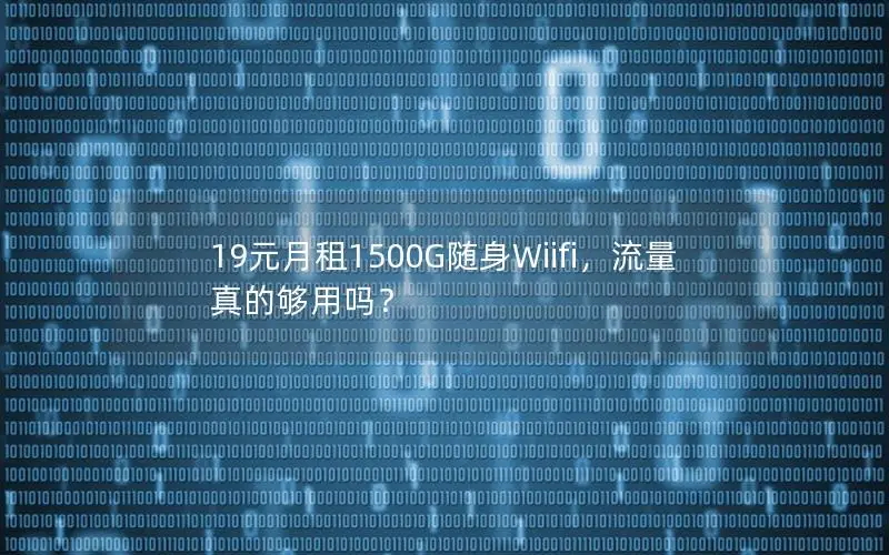 19元月租1500G随身Wiifi，流量真的够用吗？