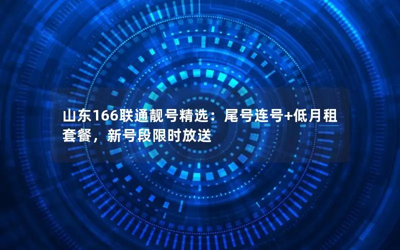 山东166联通靓号精选：尾号连号+低月租套餐，新号段限时放送