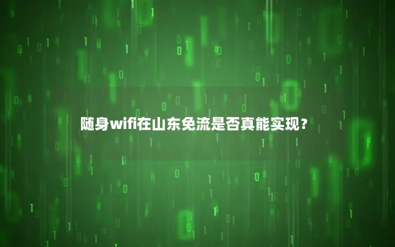 随身wifi在山东免流是否真能实现？