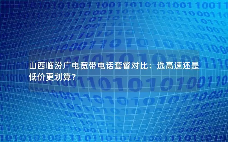 山西临汾广电宽带电话套餐对比：选高速还是低价更划算？