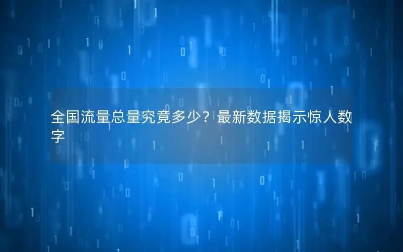 全国流量总量究竟多少？最新数据揭示惊人数字
