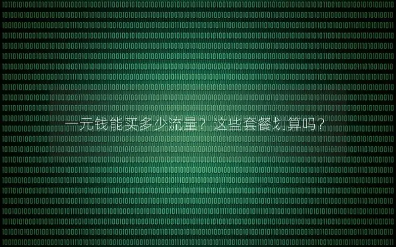 一元钱能买多少流量？这些套餐划算吗？