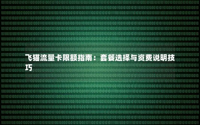 飞猫流量卡限额指南：套餐选择与资费说明技巧