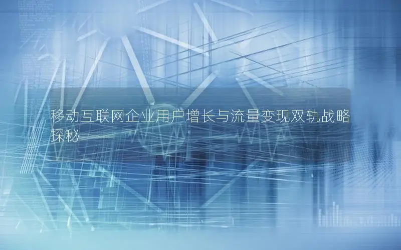 移动互联网企业用户增长与流量变现双轨战略探秘