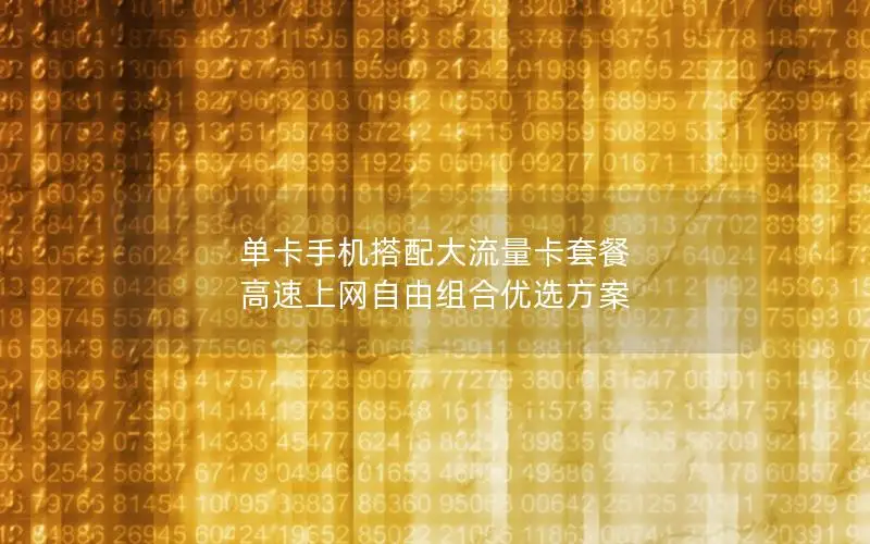 单卡手机搭配大流量卡套餐 高速上网自由组合优选方案