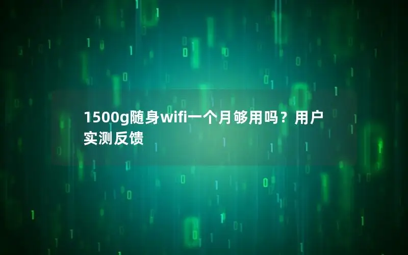 1500g随身wifi一个月够用吗？用户实测反馈
