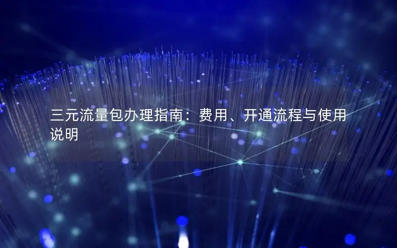 三元流量包办理指南：费用、开通流程与使用说明