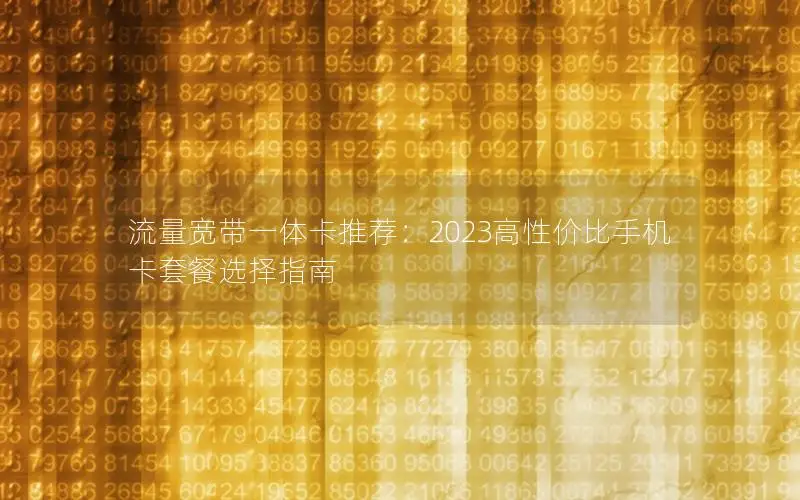 流量宽带一体卡推荐：2023高性价比手机卡套餐选择指南