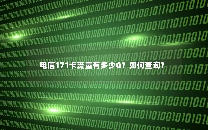 电信171卡流量有多少G？如何查询？