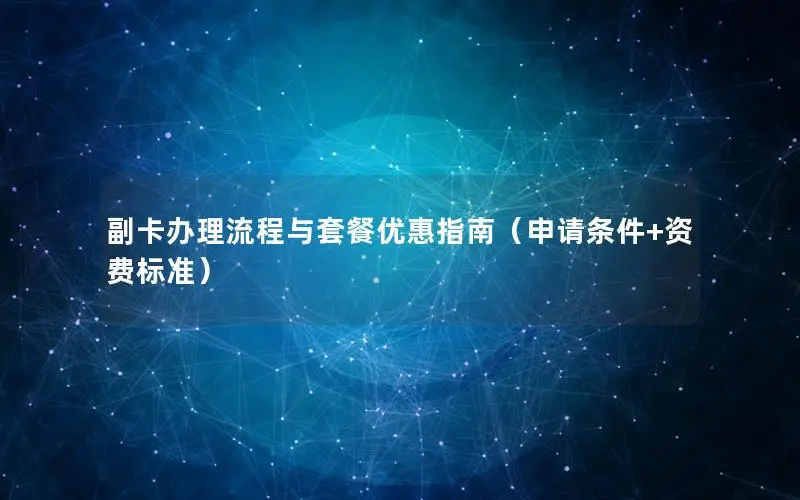 副卡办理流程与套餐优惠指南（申请条件+资费标准）