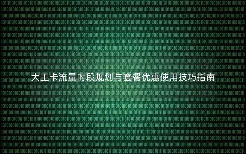 大王卡流量时段规划与套餐优惠使用技巧指南