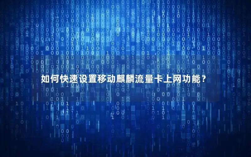 如何快速设置移动麒麟流量卡上网功能？