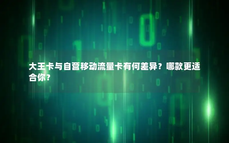 大王卡与自营移动流量卡有何差异？哪款更适合你？