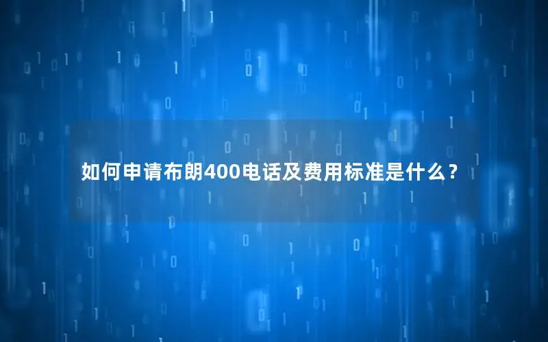 如何申请布朗400电话及费用标准是什么？