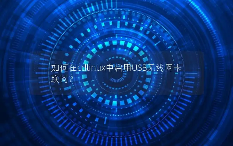 如何在cdlinux中启用USB无线网卡联网？