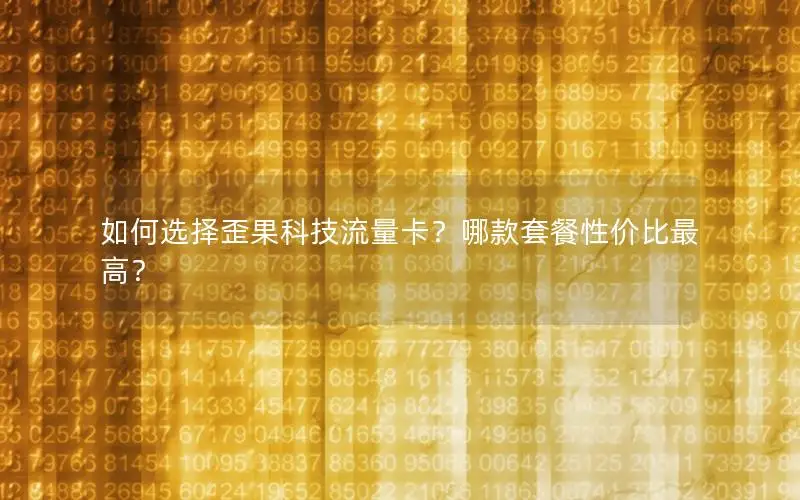 如何选择歪果科技流量卡？哪款套餐性价比最高？