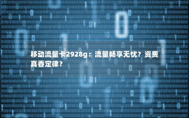 移动流量卡2928g：流量畅享无忧？资费真香定律？