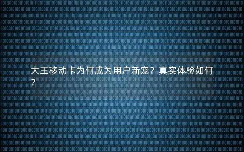 大王移动卡为何成为用户新宠？真实体验如何？