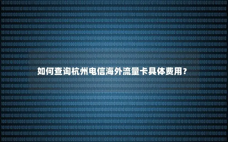 如何查询杭州电信海外流量卡具体费用？
