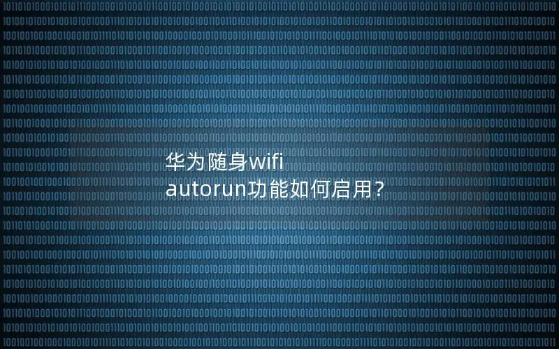 华为随身wifi autorun功能如何启用？