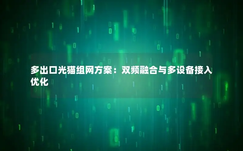 多出口光猫组网方案：双频融合与多设备接入优化