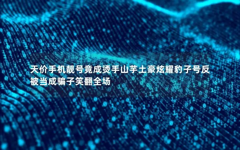 天价手机靓号竟成烫手山芋土豪炫耀豹子号反被当成骗子笑翻全场