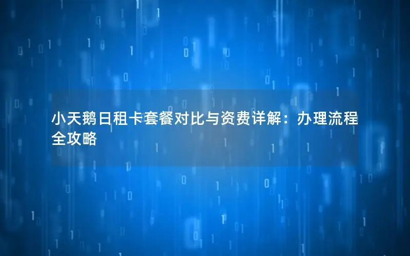 小天鹅日租卡套餐对比与资费详解：办理流程全攻略