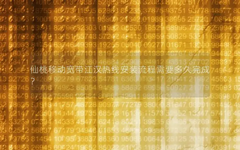 仙桃移动宽带江汉热线安装流程需要多久完成？