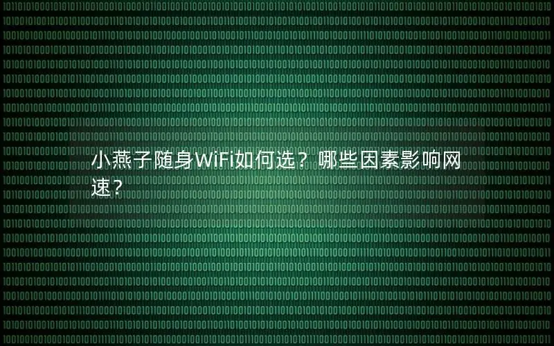 小燕子随身WiFi如何选？哪些因素影响网速？