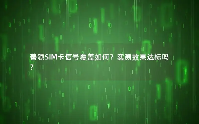 善领SIM卡信号覆盖如何？实测效果达标吗？