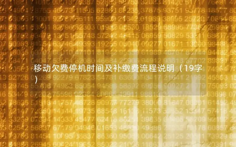 移动欠费停机时间及补缴费流程说明（19字）