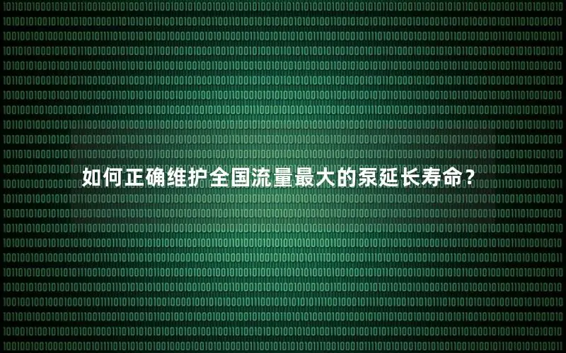 如何正确维护全国流量最大的泵延长寿命？