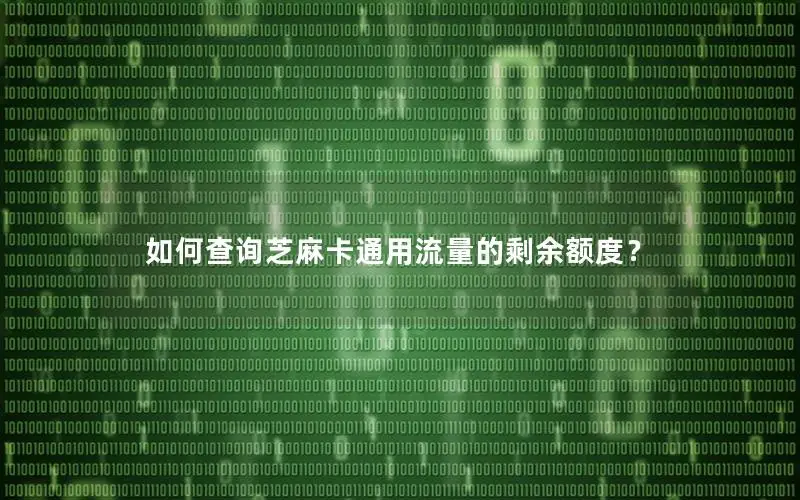如何查询芝麻卡通用流量的剩余额度？