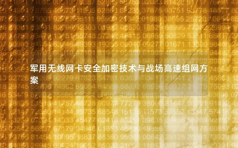 军用无线网卡安全加密技术与战场高速组网方案