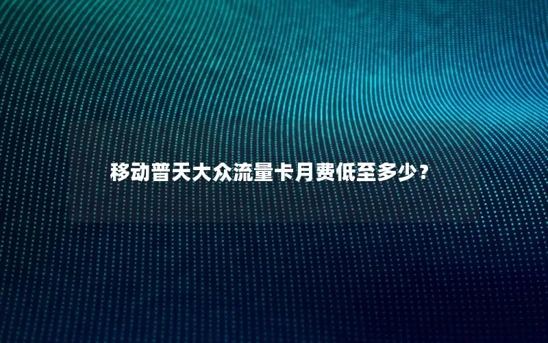 移动普天大众流量卡月费低至多少？