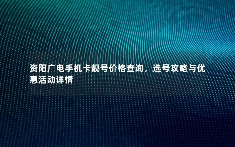 资阳广电手机卡靓号价格查询，选号攻略与优惠活动详情