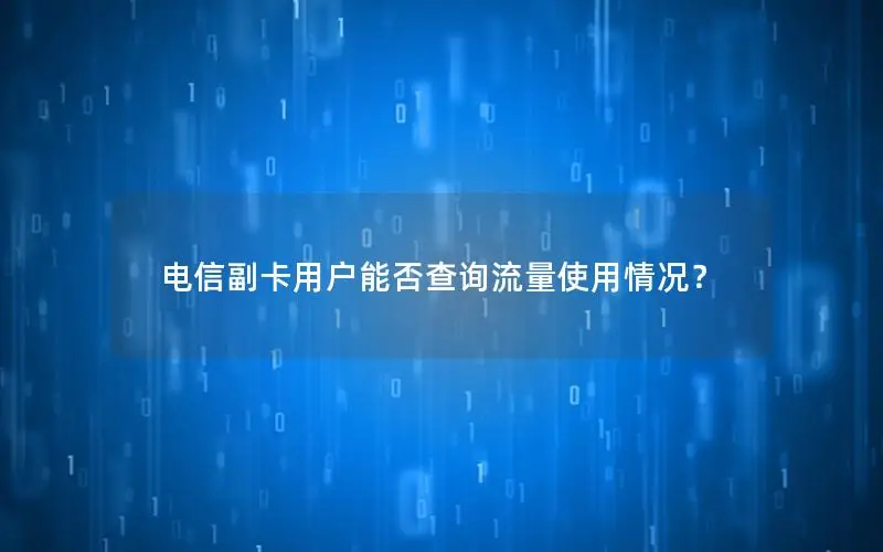 电信副卡用户能否查询流量使用情况？