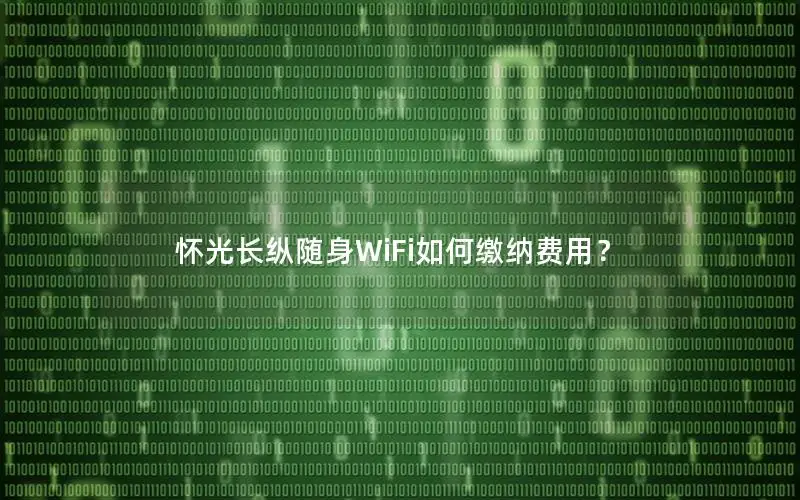 怀光长纵随身WiFi如何缴纳费用？
