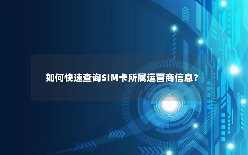 如何快速查询SIM卡所属运营商信息？