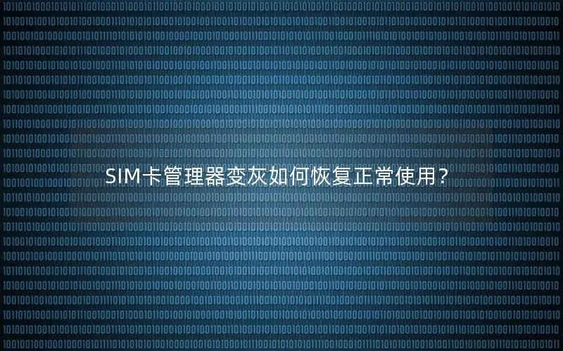 SIM卡管理器变灰如何恢复正常使用？