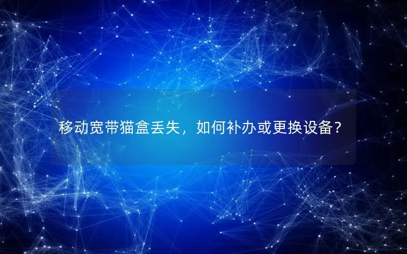 移动宽带猫盒丢失，如何补办或更换设备？