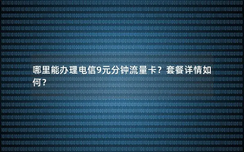 哪里能办理电信9元分钟流量卡？套餐详情如何？