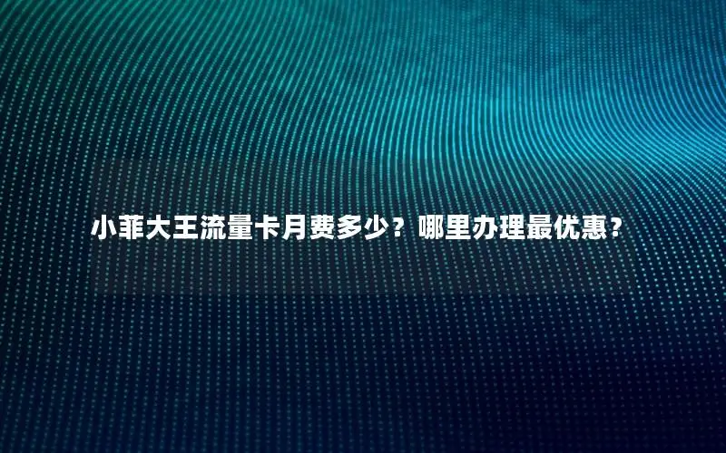 小菲大王流量卡月费多少？哪里办理最优惠？