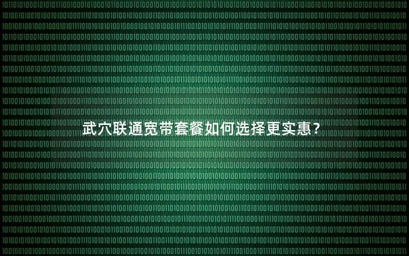 武穴联通宽带套餐如何选择更实惠？