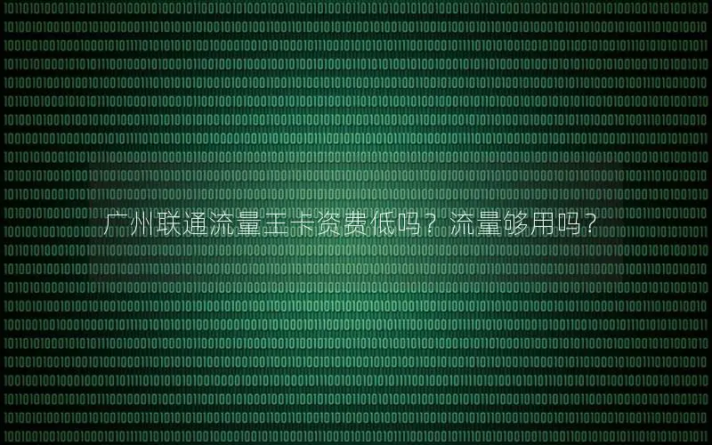 广州联通流量王卡资费低吗？流量够用吗？
