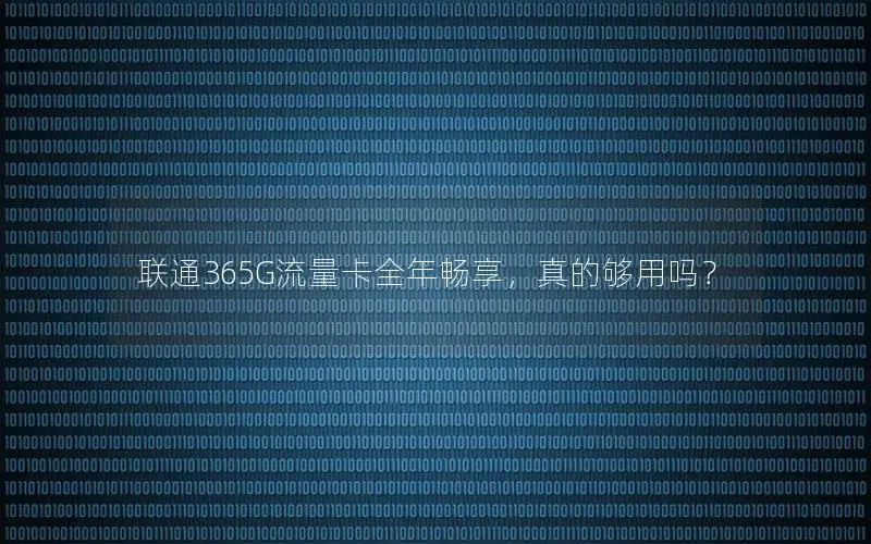 联通365G流量卡全年畅享，真的够用吗？