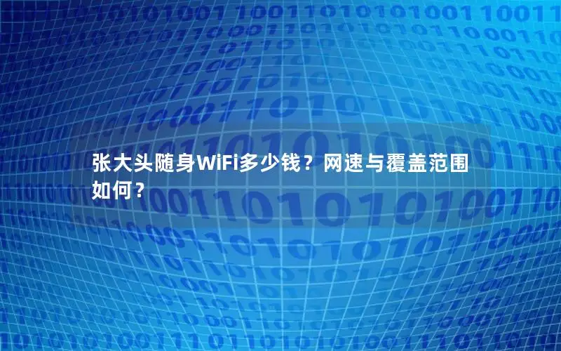 张大头随身WiFi多少钱？网速与覆盖范围如何？