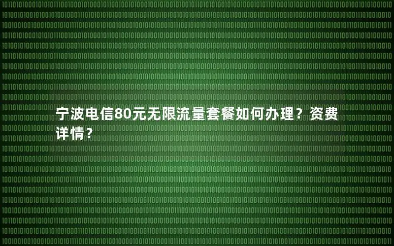 宁波电信80元无限流量套餐如何办理？资费详情？