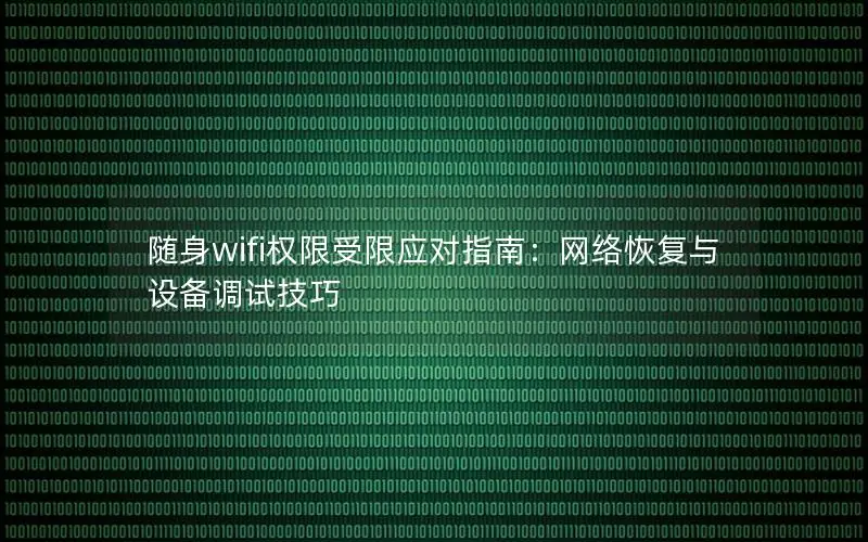 随身wifi权限受限应对指南：网络恢复与设备调试技巧
