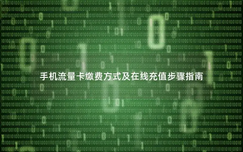手机流量卡缴费方式及在线充值步骤指南